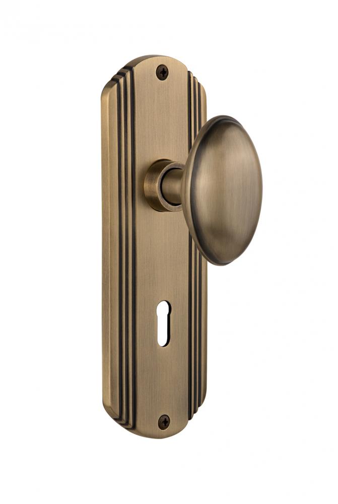 Nostalgic Warehouse Deco Plate with Keyhole Double Dummy Homestead Door Knob in Antique Brass