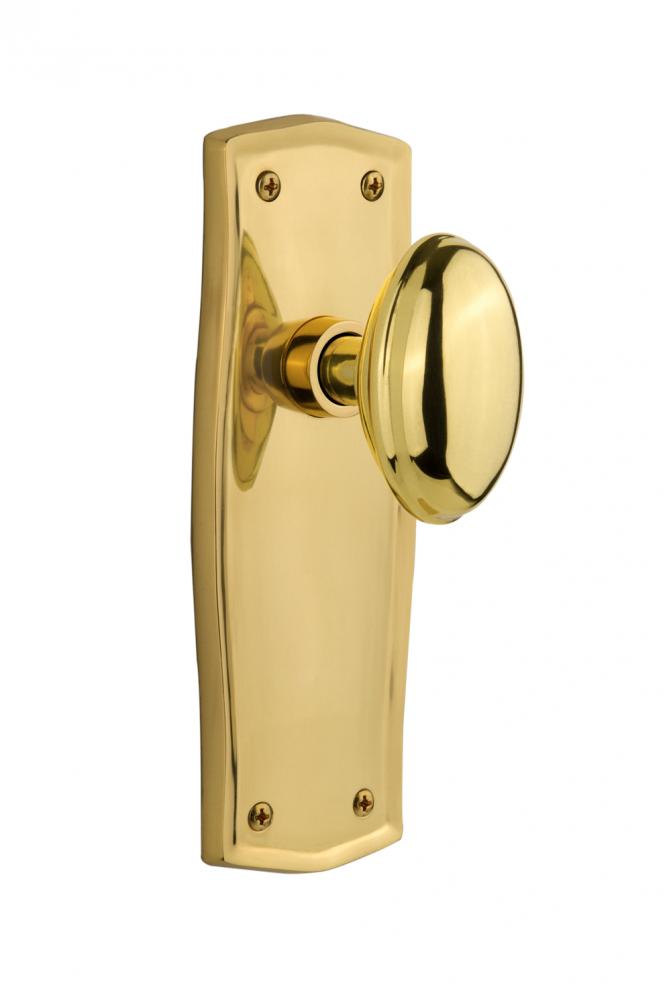 Nostalgic Warehouse Prairie Plate Single Dummy Homestead Door Knob in Polished Brass