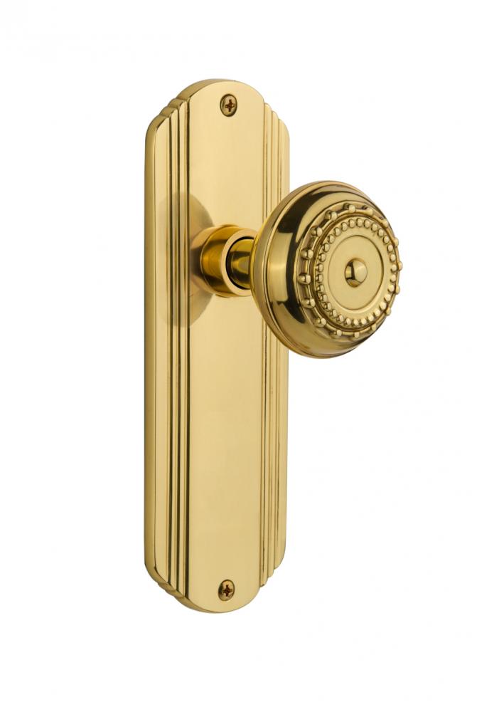 Nostalgic Warehouse Deco Plate Double Dummy Meadows Door Knob in Polished Brass