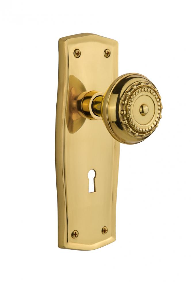 Nostalgic Warehouse Prairie Plate with Keyhole Double Dummy Meadows Door Knob in Unlacquered Brass