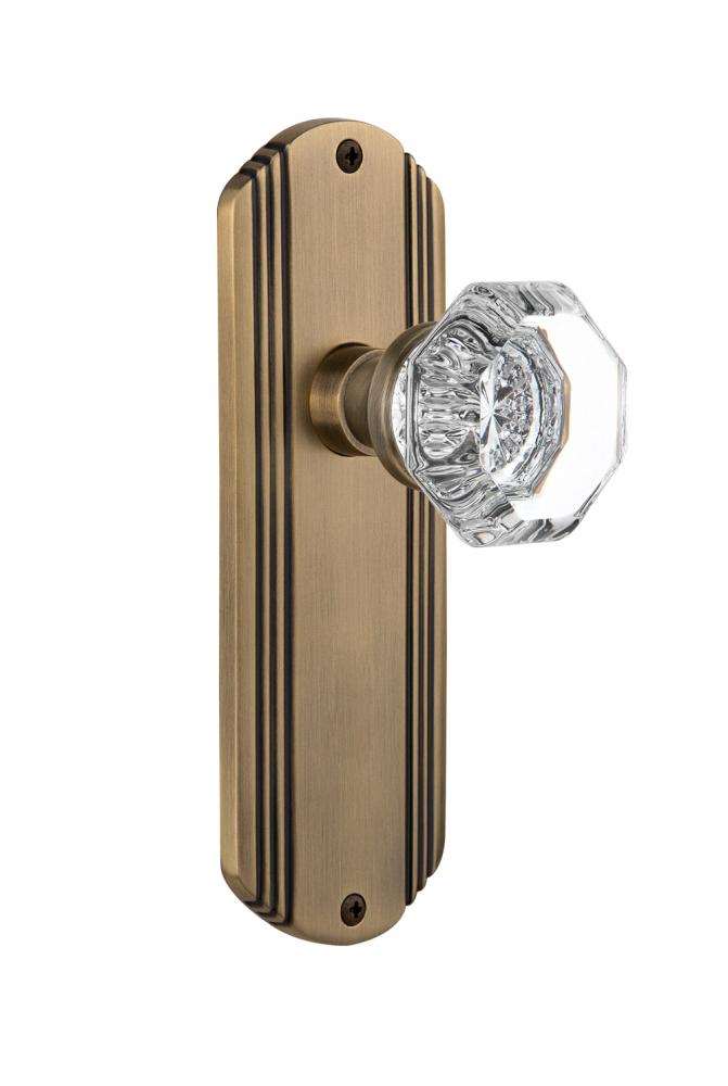 Nostalgic Warehouse Deco Plate Double Dummy Waldorf Door Knob in Antique Brass