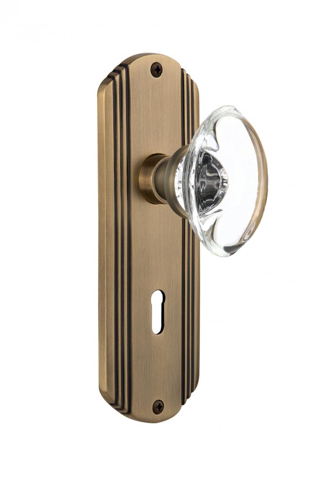 Nostalgic Warehouse Deco Plate with Keyhole Double Dummy Oval Clear Crystal Glass Door Knob in Ant