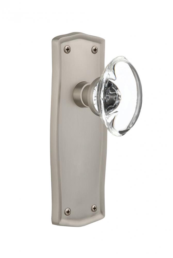 Nostalgic Warehouse Prairie Plate Double Dummy Oval Clear Crystal Glass Door Knob in Satin Nickel