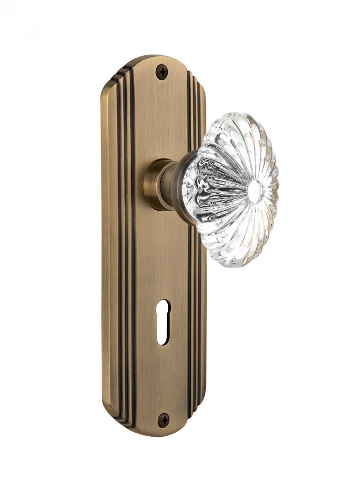 Nostalgic Warehouse Deco Plate with Keyhole Double Dummy Oval Fluted Crystal Glass Door Knob in An