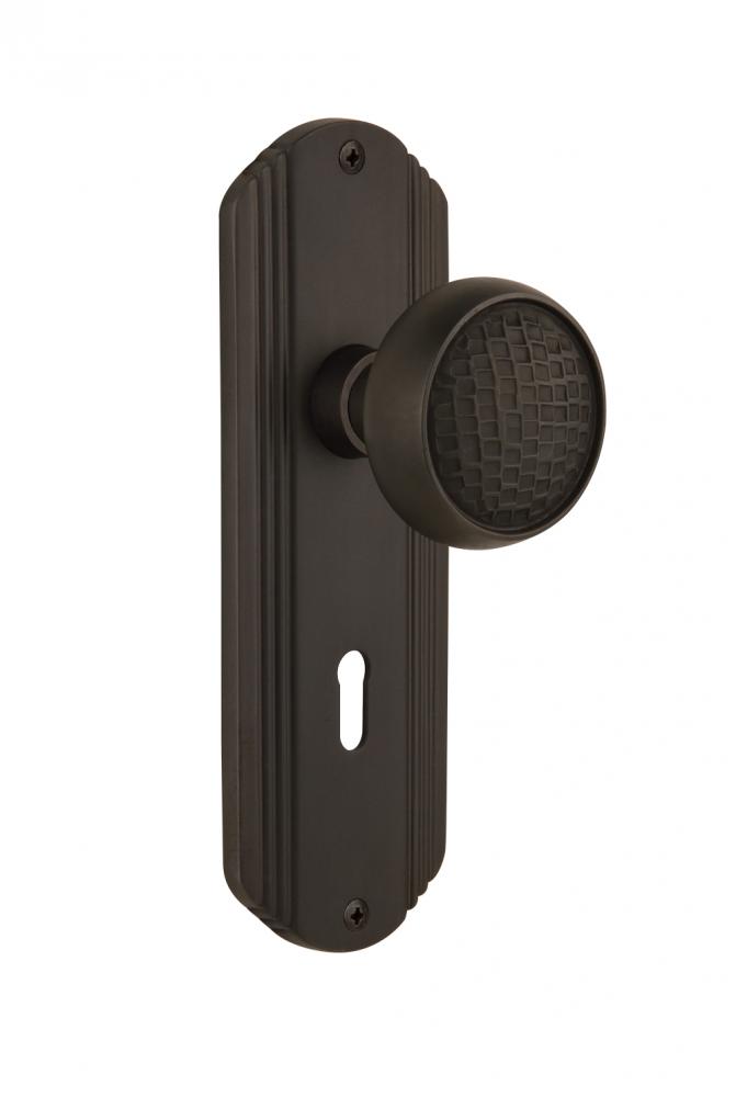 Nostalgic Warehouse Deco Plate with Keyhole Single Dummy Craftsman Door Knob in Oil-Rubbed Bronze