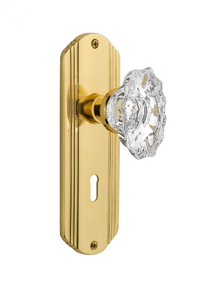 Nostalgic Warehouse Deco Plate with Keyhole Double Dummy Chateau Door Knob in Unlacquered Brass