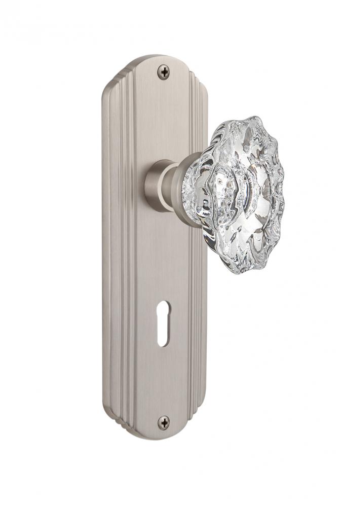 Nostalgic Warehouse Deco Plate Interior Mortise Chateau Door Knob in Satin Nickel