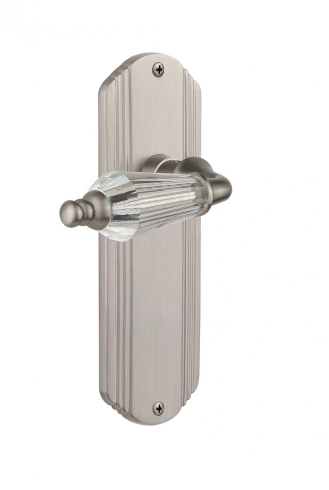 Nostalgic Warehouse Deco Plate Double Dummy Parlor Lever in Satin Nickel
