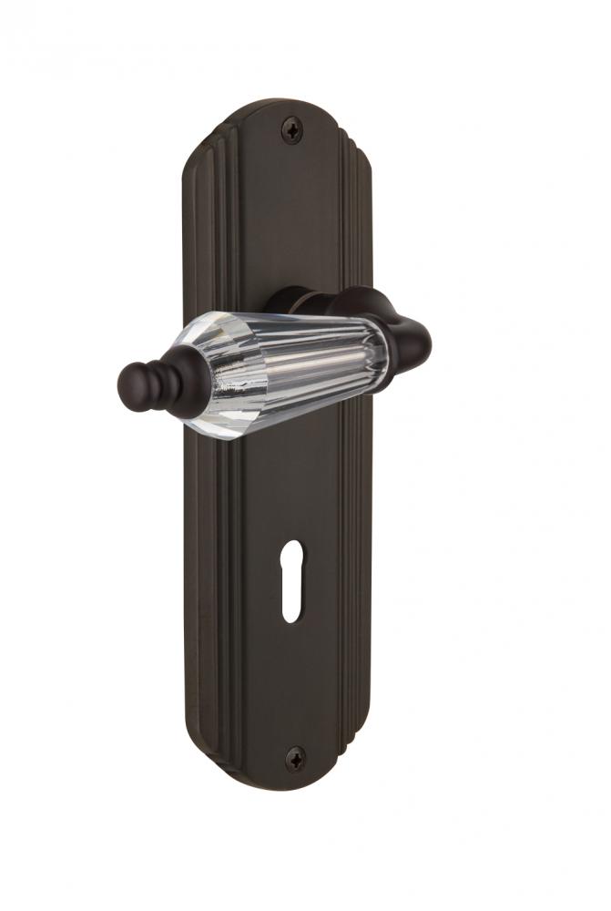 Nostalgic Warehouse Deco Plate Interior Mortise Parlor Lever in Oil-Rubbed Bronze