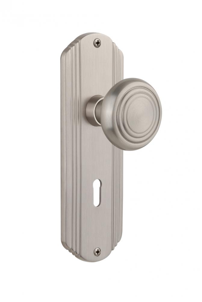 Nostalgic Warehouse Deco Plate with Keyhole Single Dummy Deco Door Knob in Satin Nickel