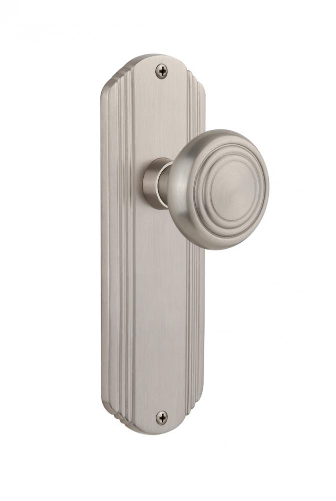 Nostalgic Warehouse Deco Plate Double Dummy Deco Door Knob in Satin Nickel