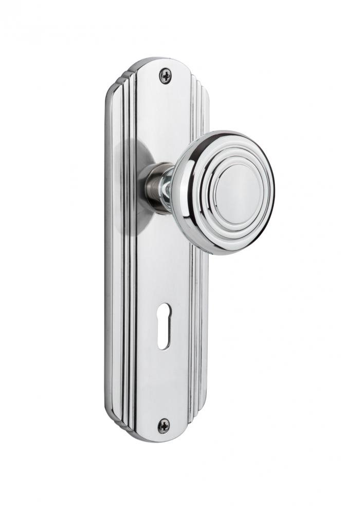 Nostalgic Warehouse Deco Plate with Keyhole Double Dummy Deco Door Knob in Bright Chrome