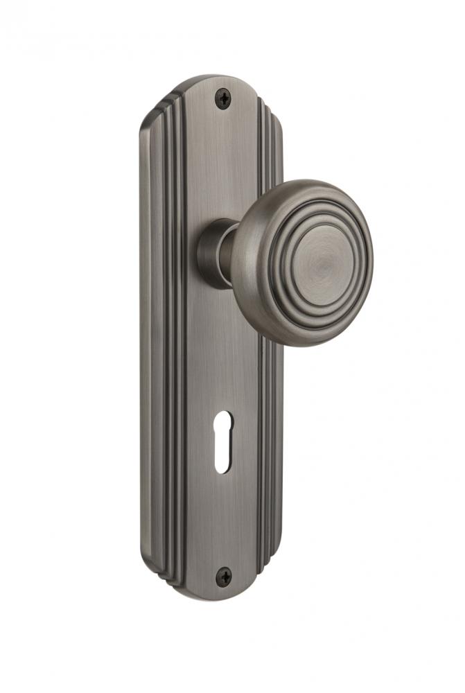 Nostalgic Warehouse Deco Plate Interior Mortise Deco Door Knob in Antique Pewter