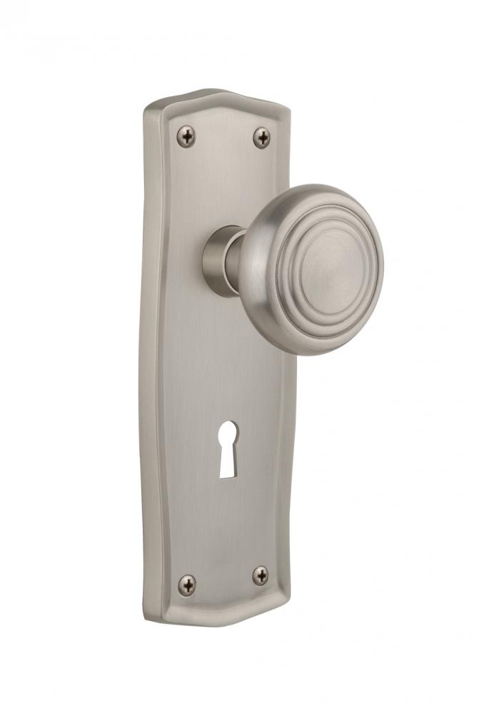 Nostalgic Warehouse Prairie Plate with Keyhole Double Dummy Deco Door Knob in Satin Nickel