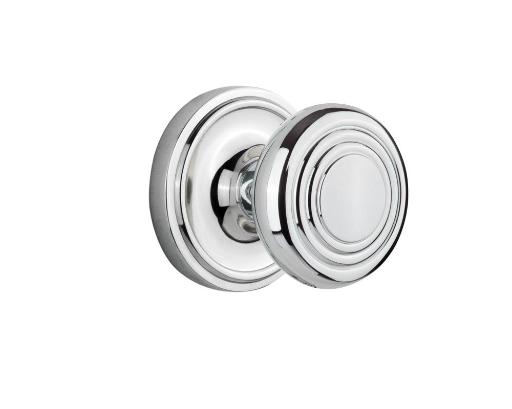 Nostalgic Warehouse Classic Rosette Passage Deco Door Knob in Bright Chrome