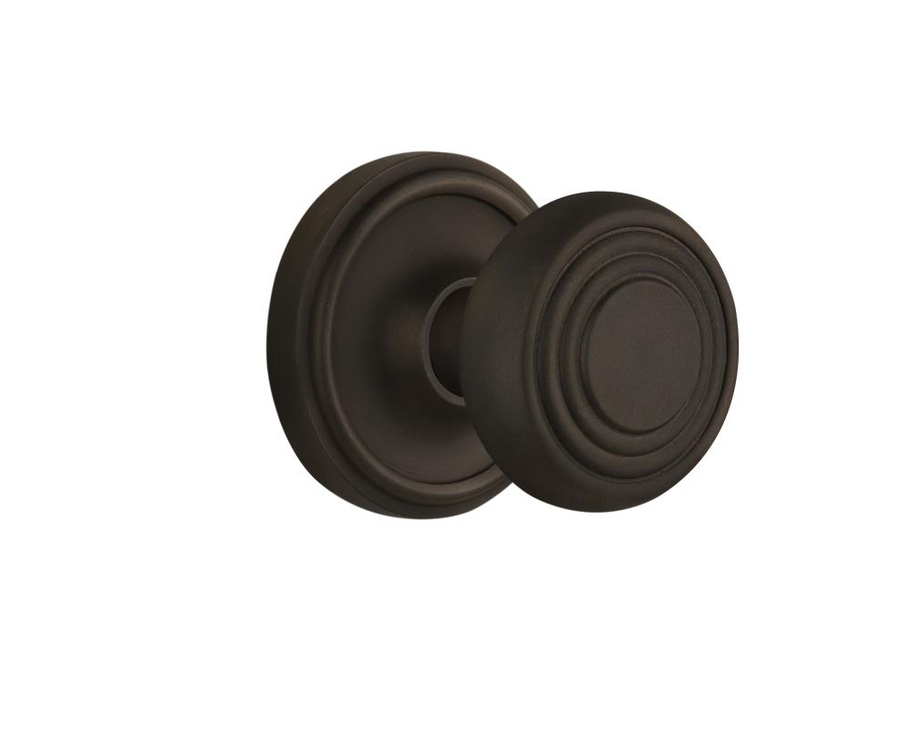 Nostalgic Warehouse Classic Rosette Passage Deco Door Knob in Oil-Rubbed Bronze