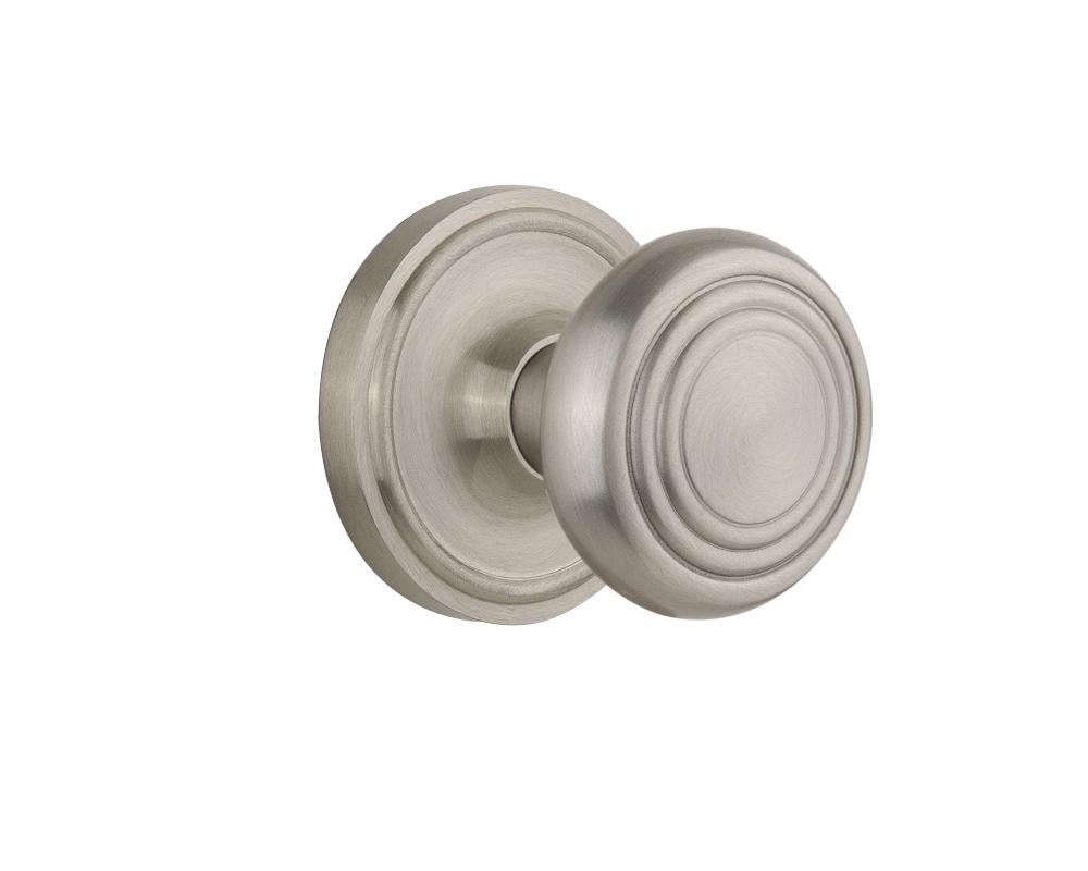 Nostalgic Warehouse Classic Rosette Passage Deco Door Knob in Satin Nickel