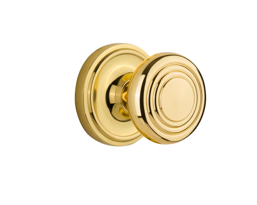 Nostalgic Warehouse Classic Rosette Double Dummy Deco Door Knob in Polished Brass