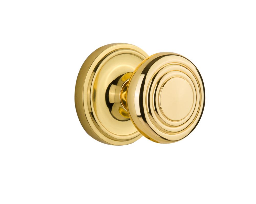 Nostalgic Warehouse Classic Rosette Interior Mortise Deco Door Knob in Unlacquered Brass
