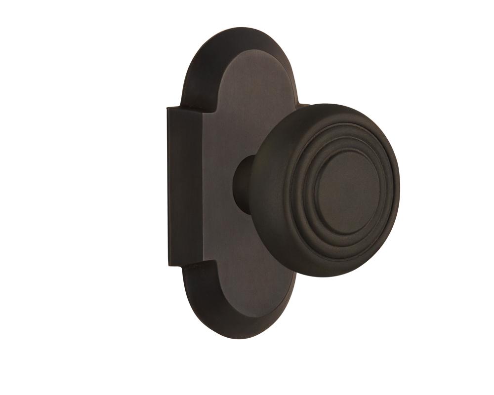 Nostalgic Warehouse Cottage Plate Privacy Deco Door Knob in Oil-Rubbed Bronze