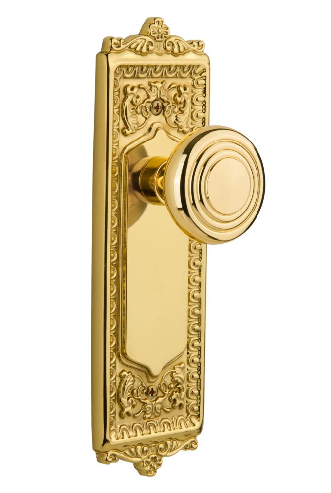 Nostalgic Warehouse Egg & Dart Plate Passage Deco Door Knob in Polished Brass