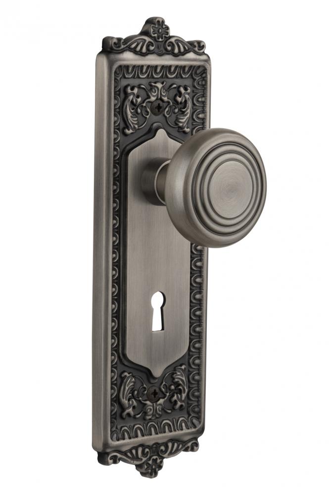 Nostalgic Warehouse Egg & Dart Plate with Keyhole Passage Deco Door Knob in Antique Pewter