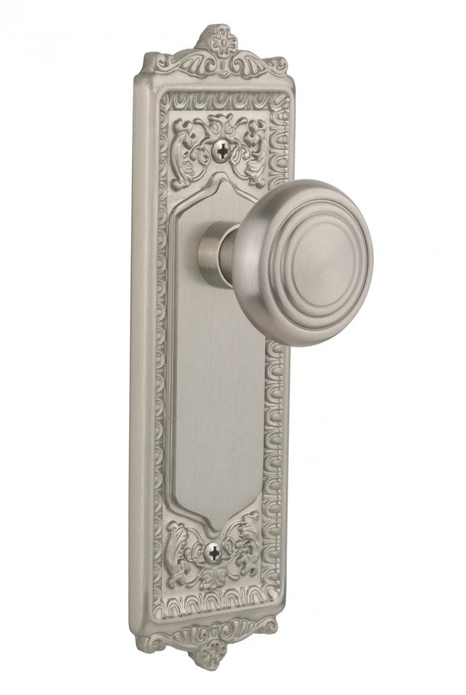 Nostalgic Warehouse Egg & Dart Plate Single Dummy Deco Door Knob in Satin Nickel