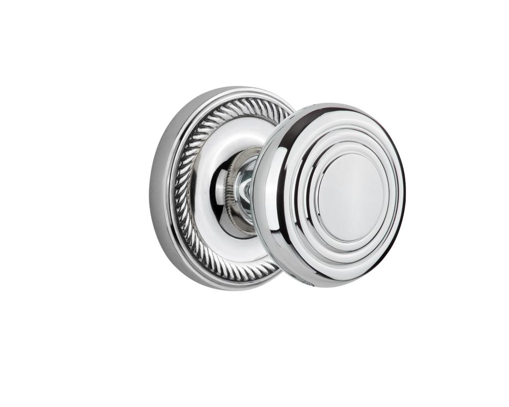 Nostalgic Warehouse Rope Rosette Passage Deco Door Knob in Bright Chrome