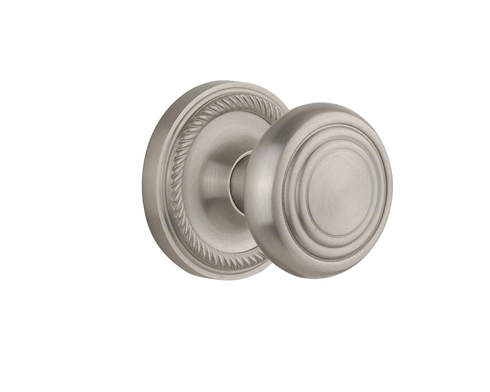 Nostalgic Warehouse Rope Rosette Passage Deco Door Knob in Satin Nickel