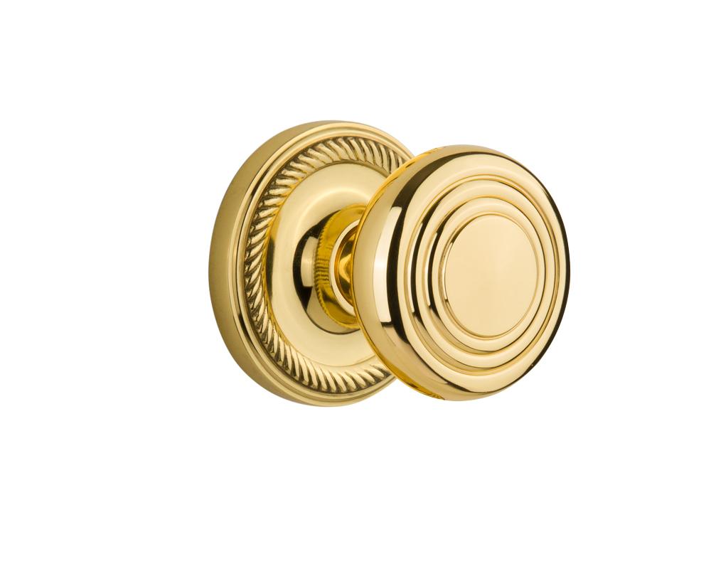 Nostalgic Warehouse Rope Rosette Passage Deco Door Knob in Unlacquered Brass