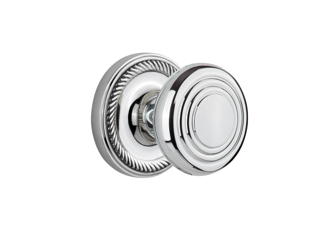 Nostalgic Warehouse Rope Rosette Double Dummy Deco Door Knob in Bright Chrome