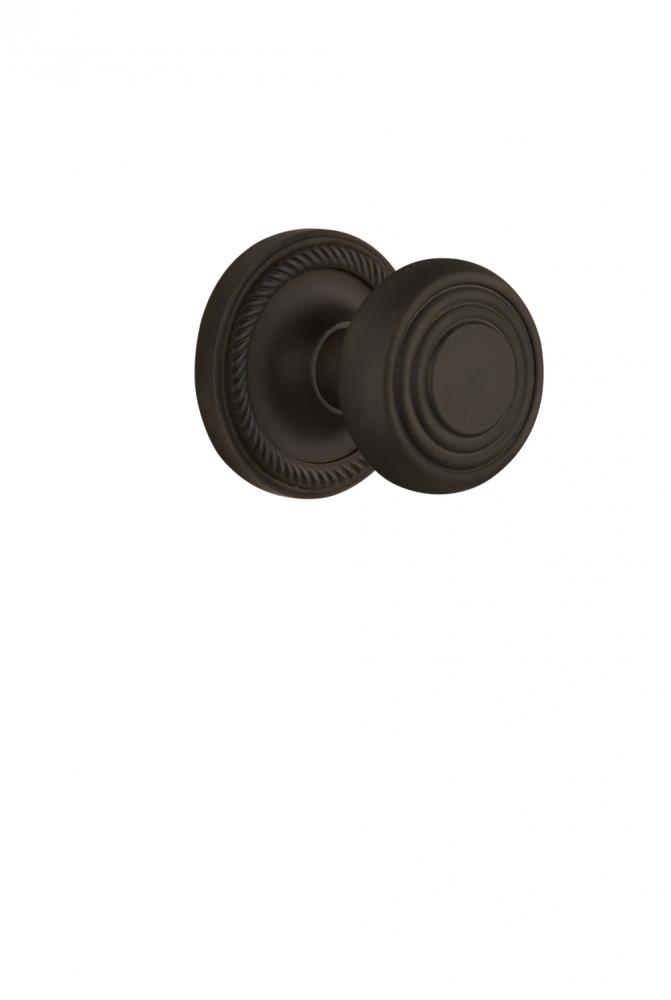 Nostalgic Warehouse Rope Rosette Privacy Deco Door Knob in Oil-Rubbed Bronze