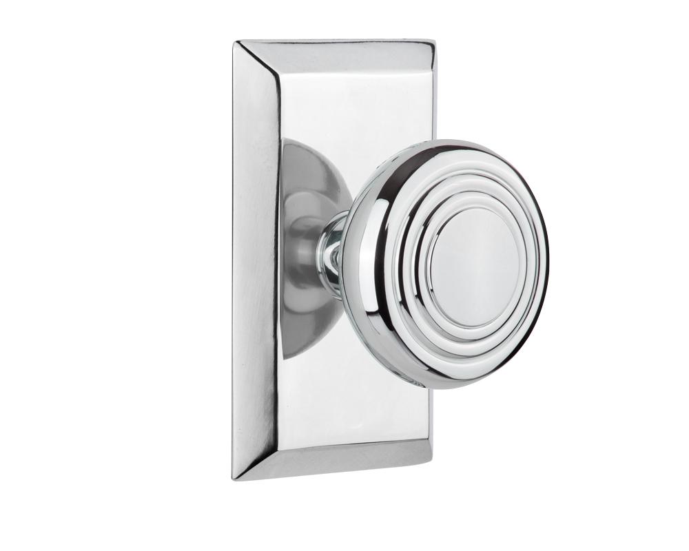 Nostalgic Warehouse Studio Plate Double Dummy Deco Door Knob in Bright Chrome