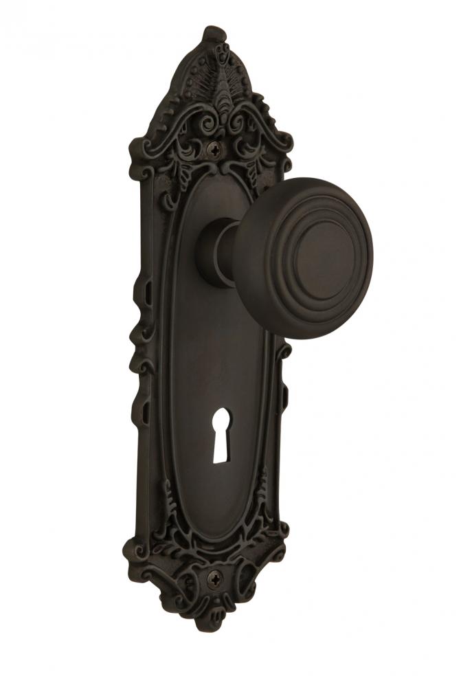 Nostalgic Warehouse Victorian Plate with Keyhole Privacy Deco Door Knob in Oil-Rubbed Bronze