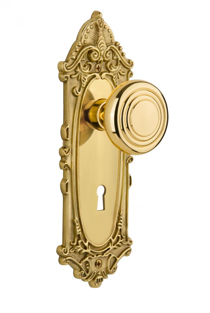 Nostalgic Warehouse Victorian Plate with Keyhole Privacy Deco Door Knob in Unlacquered Brass