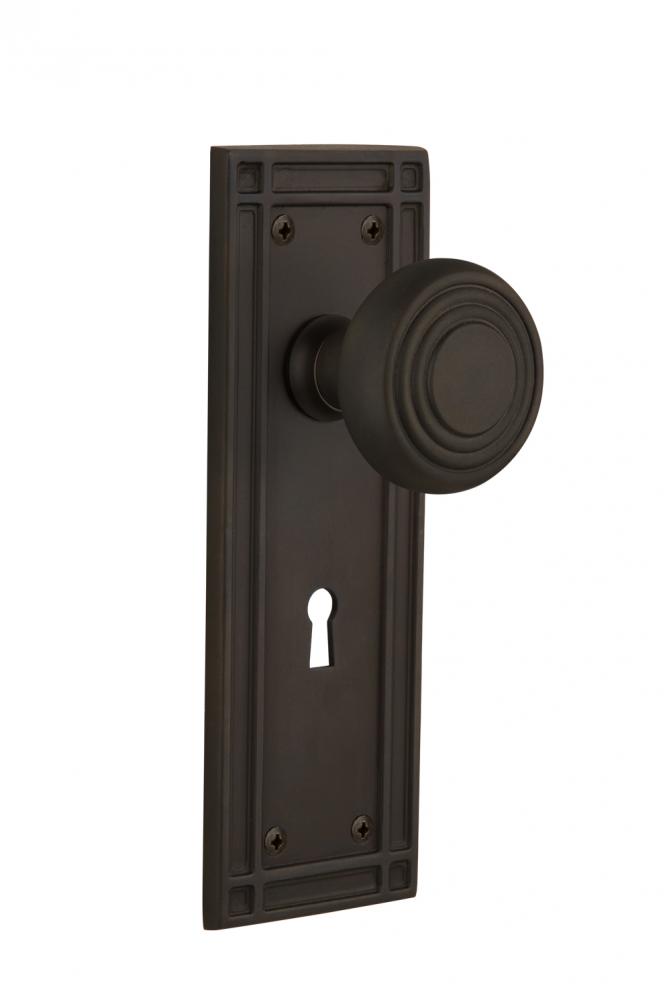 Nostalgic Warehouse Mission Plate Interior Mortise Deco Door Knob in Oil-Rubbed Bronze