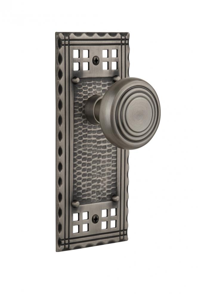 Nostalgic Warehouse Craftsman Plate Double Dummy Deco Door Knob in Antique Pewter