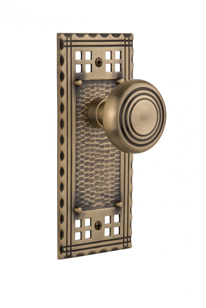 Nostalgic Warehouse Craftsman Plate Privacy Deco Door Knob in Antique Brass