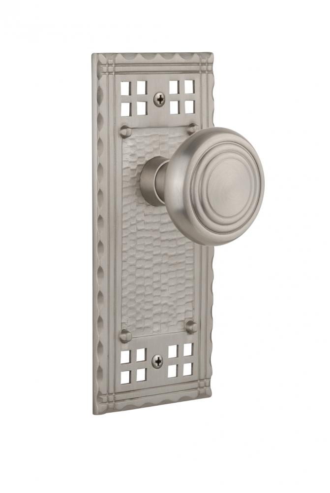 Nostalgic Warehouse Craftsman Plate Interior Mortise Deco Door Knob in Satin Nickel