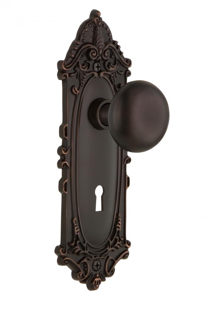 Nostalgic Warehouse Victorian Plate with Keyhole Single Dummy New York Door Knob in Timeless Bronz