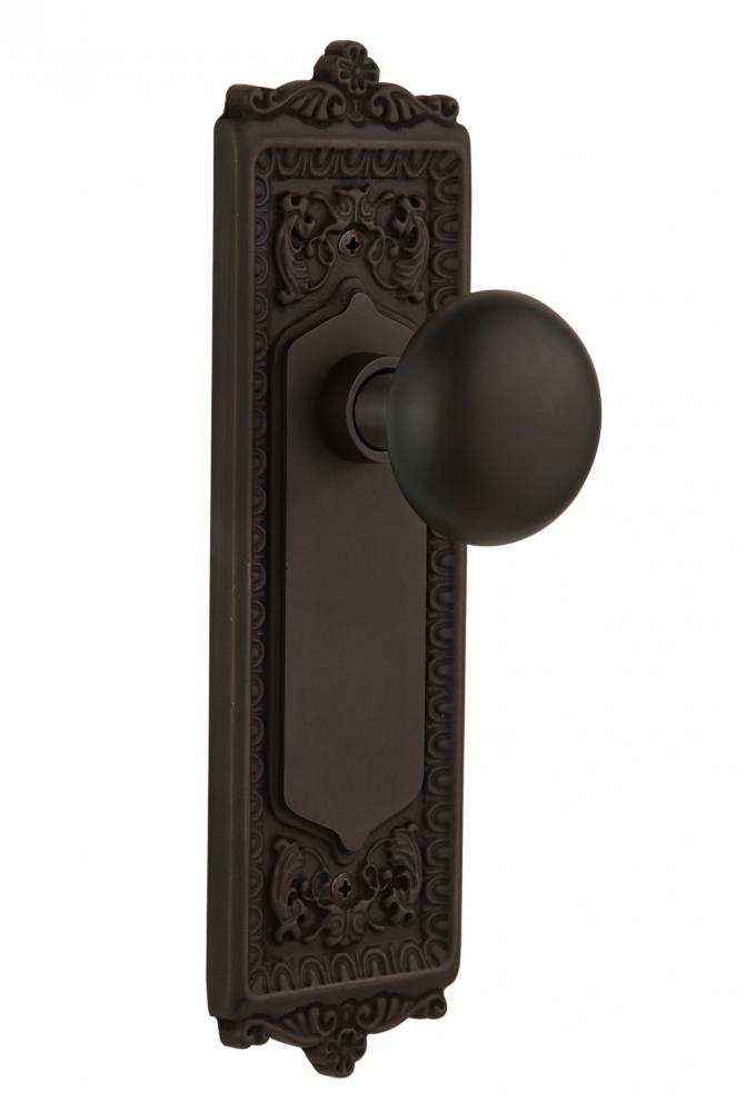 Nostalgic Warehouse Egg & Dart Plate Double Dummy New York Door Knob in Oil-Rubbed Bronze