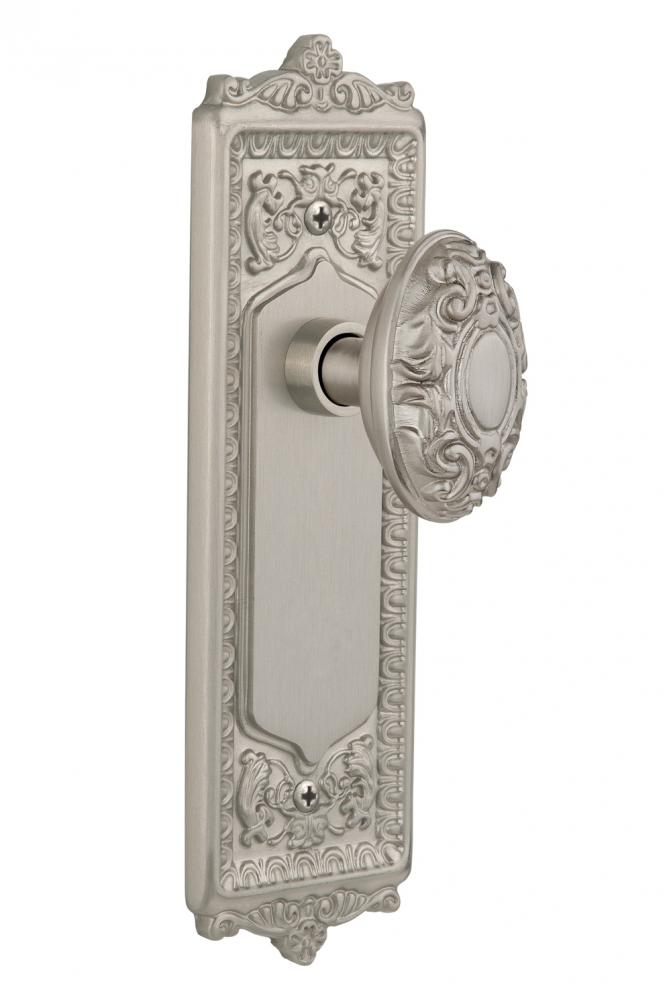 Nostalgic Warehouse Egg & Dart Plate Double Dummy Victorian Door Knob in Satin Nickel