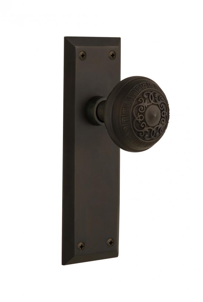Nostalgic Warehouse New York Plate Double Dummy Egg & Dart Door Knob in Oil-Rubbed Bronze