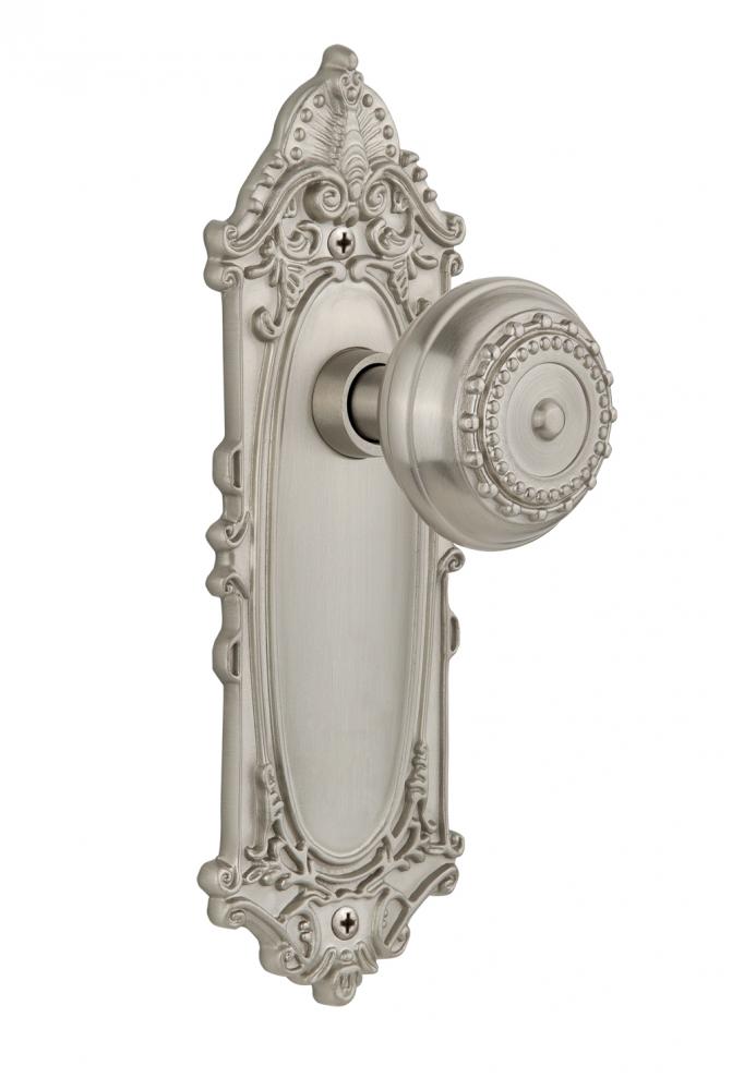 Nostalgic Warehouse Victorian Plate Double Dummy Meadows Door Knob in Satin Nickel