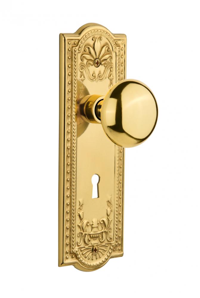 Nostalgic Warehouse Meadows Plate with Keyhole Double Dummy New York Door Knob in Polished Brass