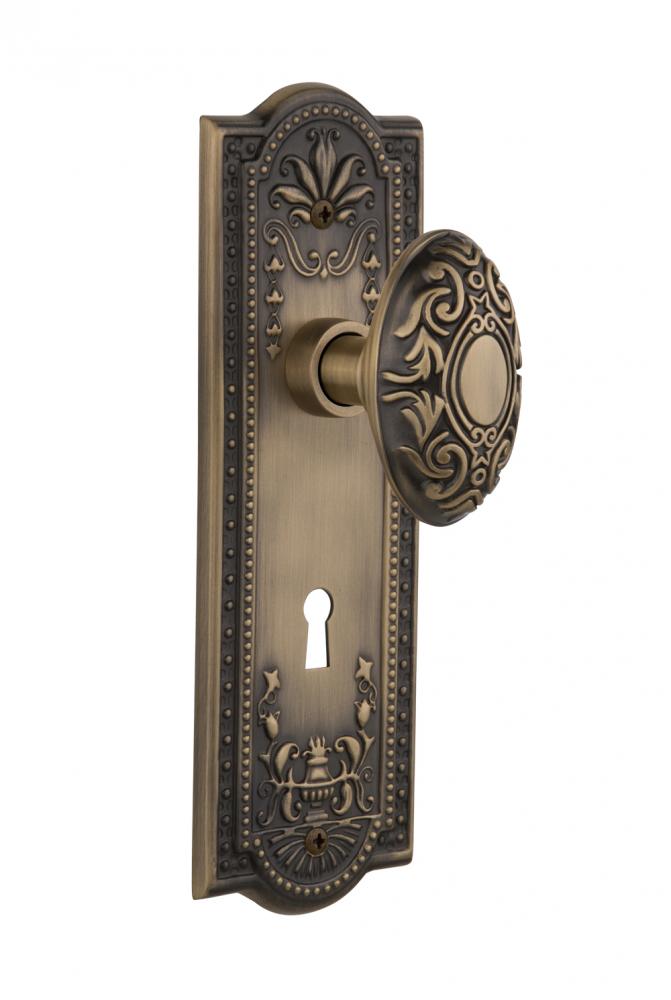 Nostalgic Warehouse Meadows Plate with Keyhole Double Dummy Victorian Door Knob in Antique Brass