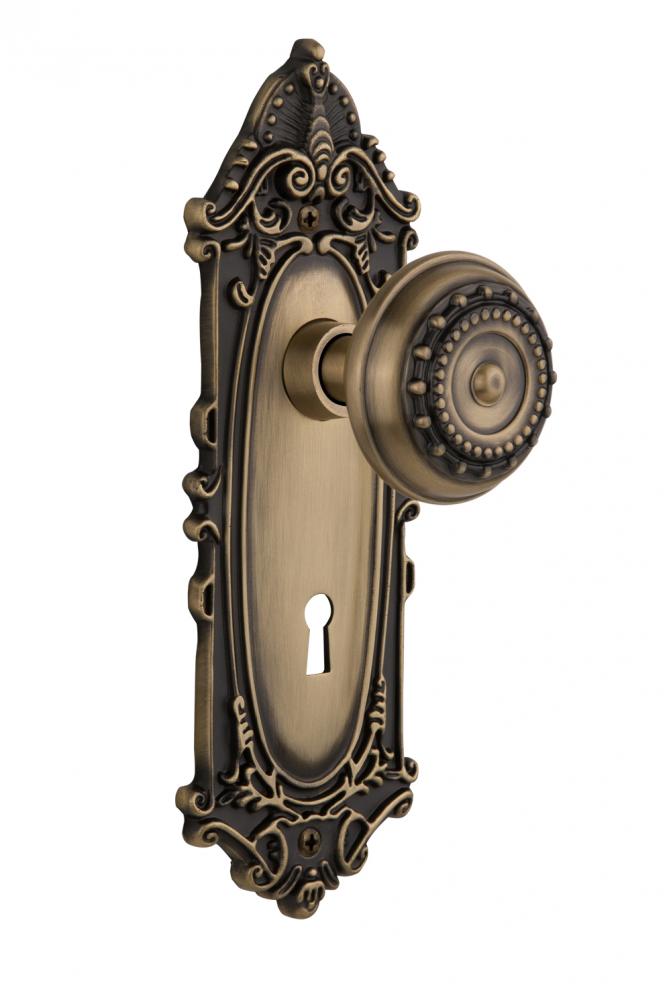 Nostalgic Warehouse Victorian Plate with Keyhole Double Dummy Meadows Door Knob in Antique Brass