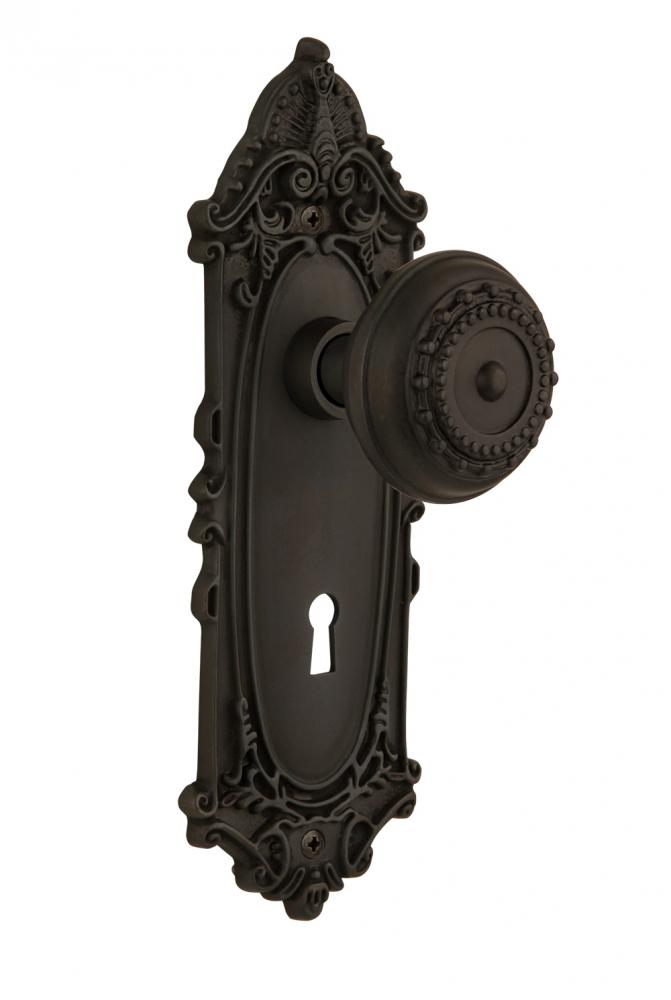 Nostalgic Warehouse Victorian Plate with Keyhole Double Dummy Meadows Door Knob in Oil-Rubbed Bron