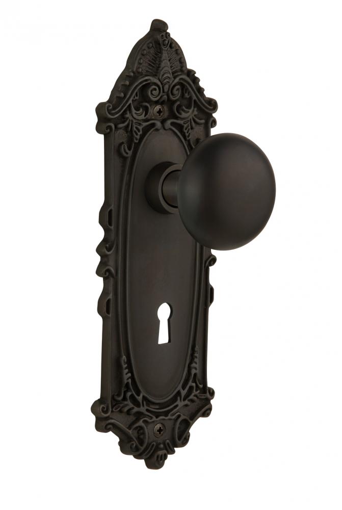 Nostalgic Warehouse Victorian Plate with Keyhole Double Dummy New York Door Knob in Oil-Rubbed Bro