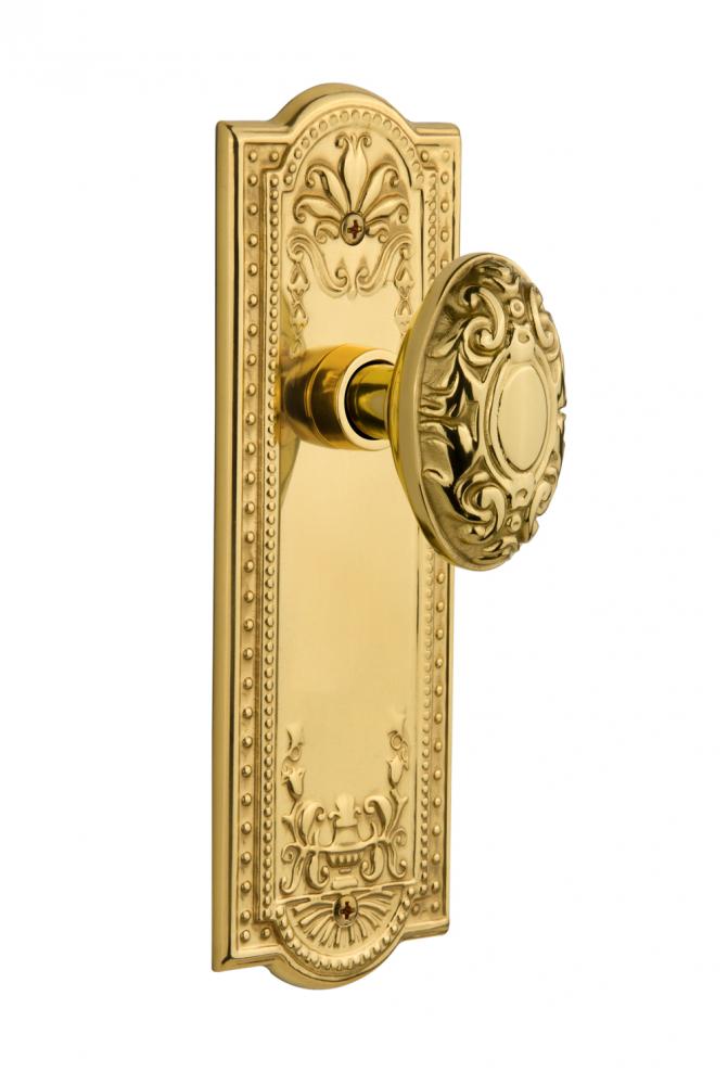 Nostalgic Warehouse Meadows Plate Privacy Victorian Door Knob in Polished Brass